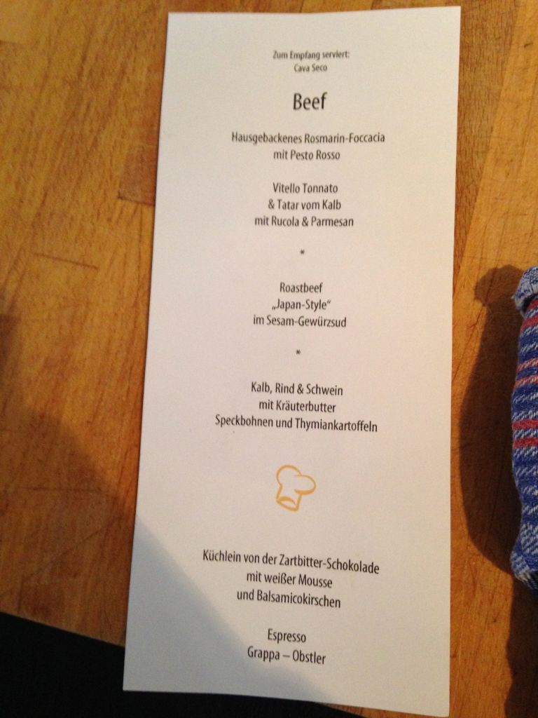 Das Menue was es zu kochen gilt...!