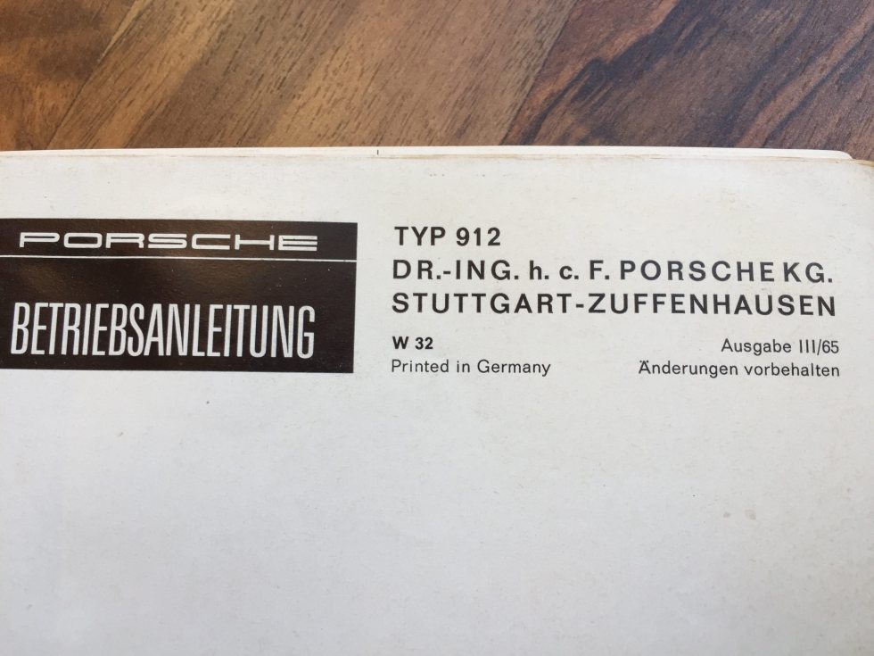 Porsche 912 Bedienungsanleitung, Ausgabe III/1965